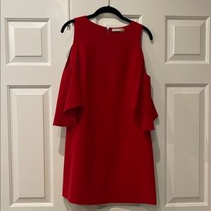 Alice and Olivia Vibrant Red Cold Shoulder Mini Dress